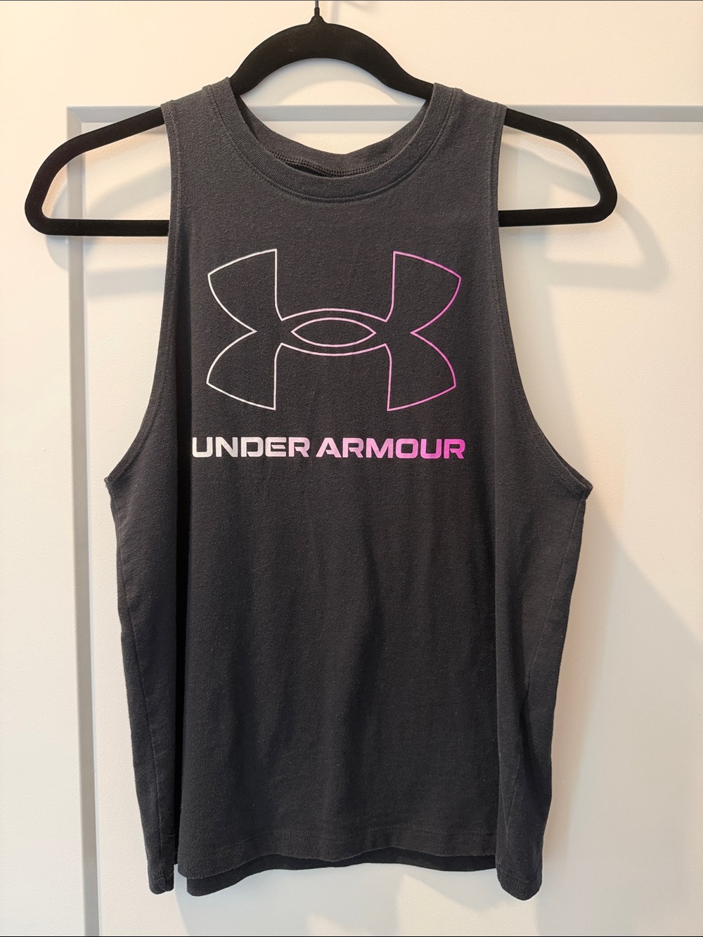 Under Armour Black Tank with Pink Gradient Logo